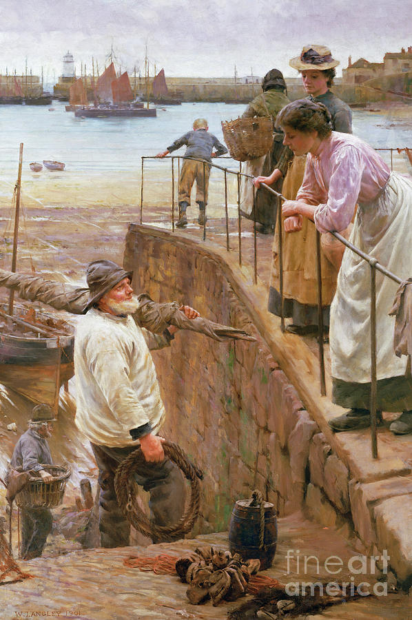 Walter Langley Painting - Between the Tides by Walter Langley