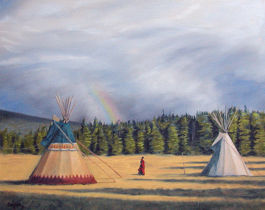 Between two lodges Painting by Todd Cooper