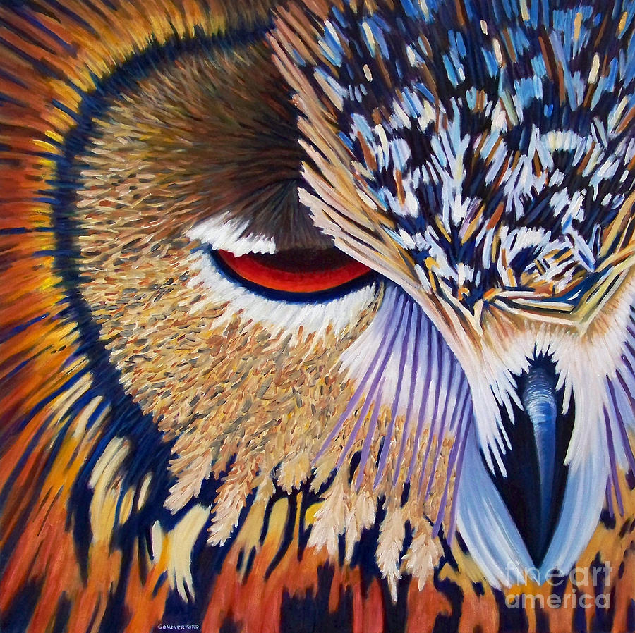 Owl Painting - Between Two Worlds by Brian  Commerford