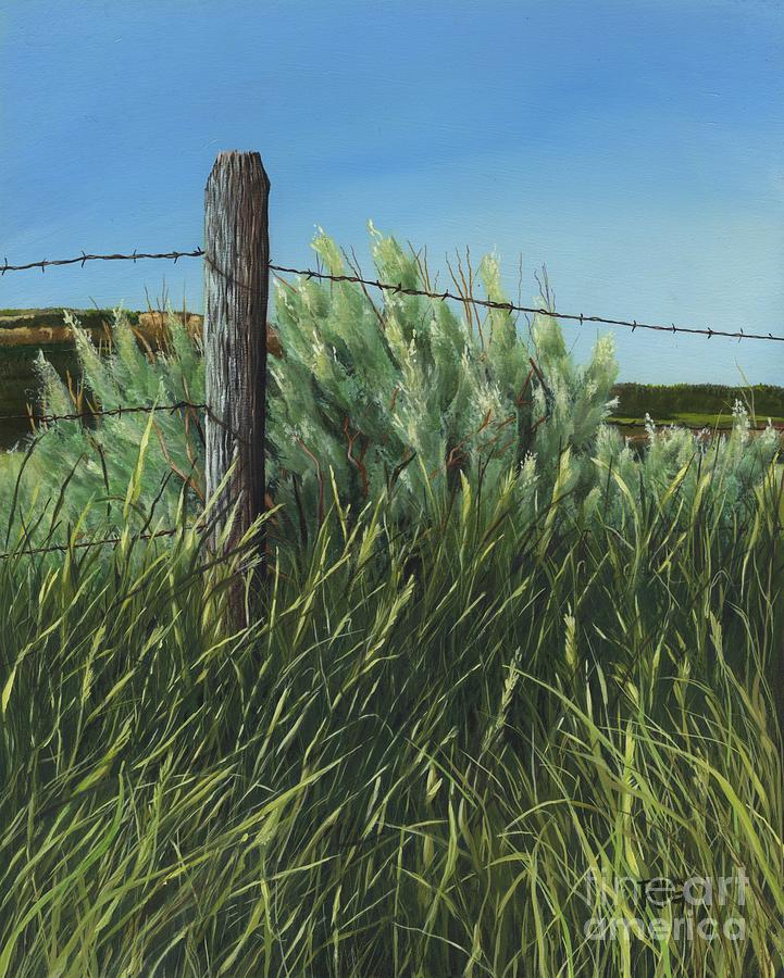 Between you, me and the Fence Post Painting by Rosellen Westerhoff