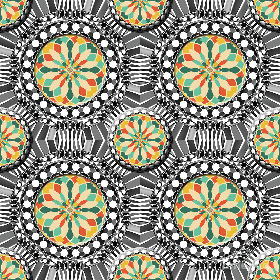 Abstract Digital Art - Beveled geometric pattern by Gaspar Avila
