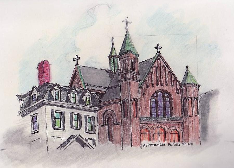 Beverly Church Drawing by Paul Meinerth