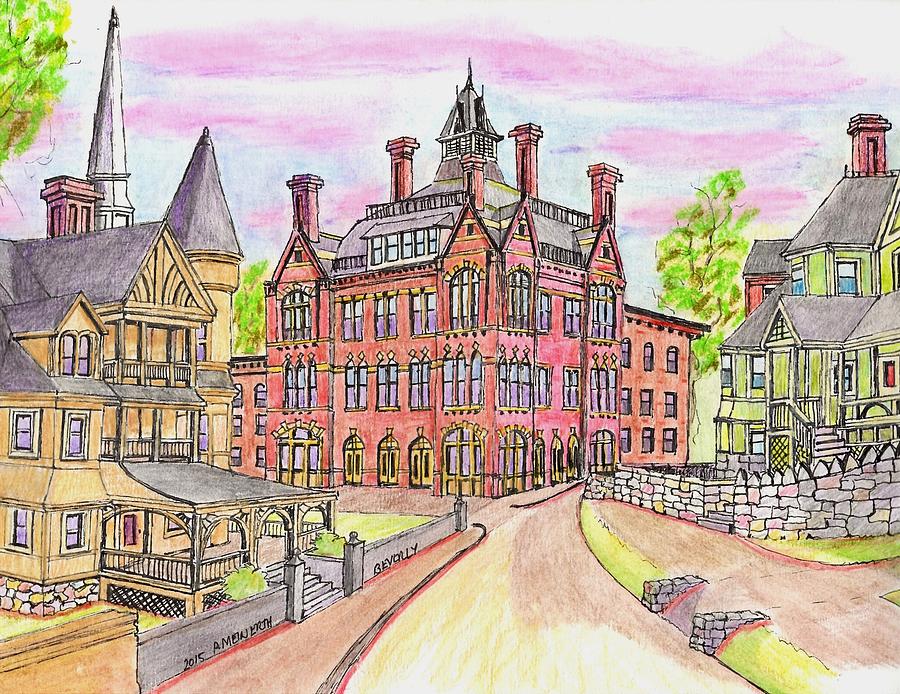 Beverly Odd Fellows Hall Drawing by Paul Meinerth