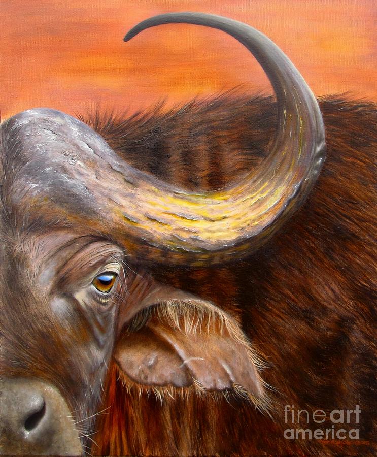 Buffalo Painting - Beware by Nanda Hoep