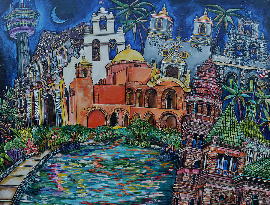 San Antonio Missions Painting - Bexar County Missions by Patti Schermerhorn