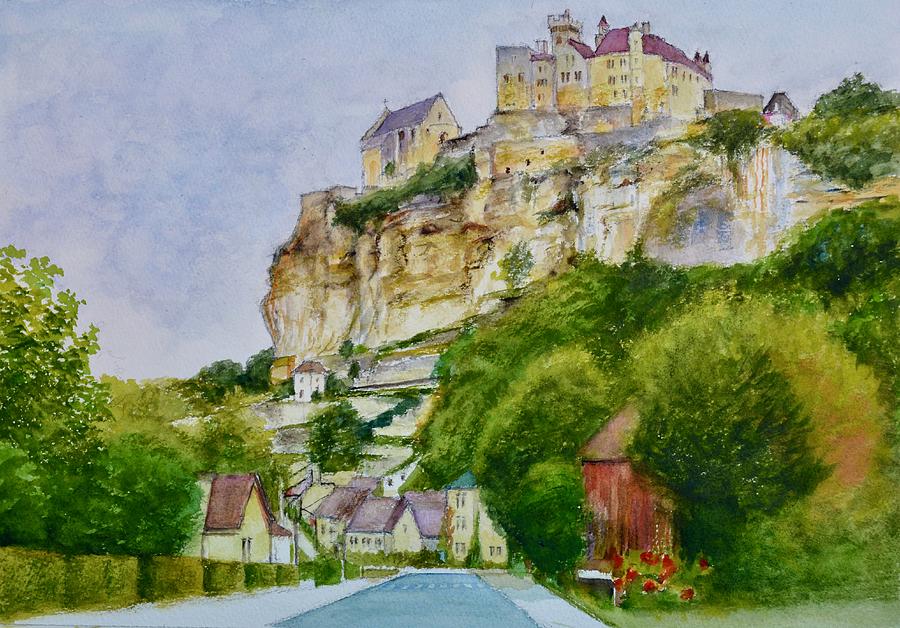 Beynac Chateau and Village Painting by Dai Wynn