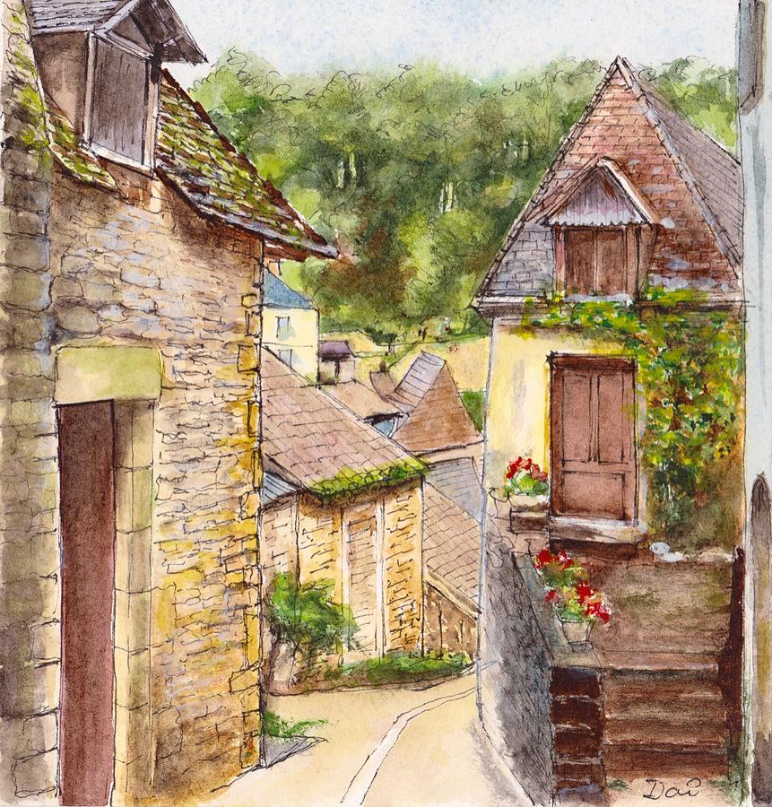 Village Painting - Beynac et Cazenac Nouvelle Aquitaine France by Dai Wynn