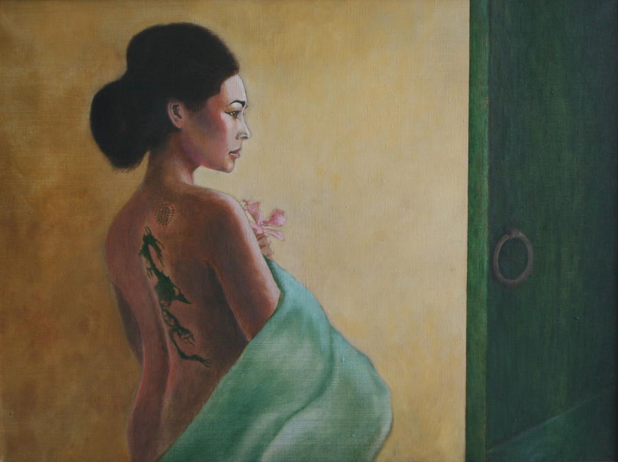 Beyond The Green Door Painting By Rf Hauver
