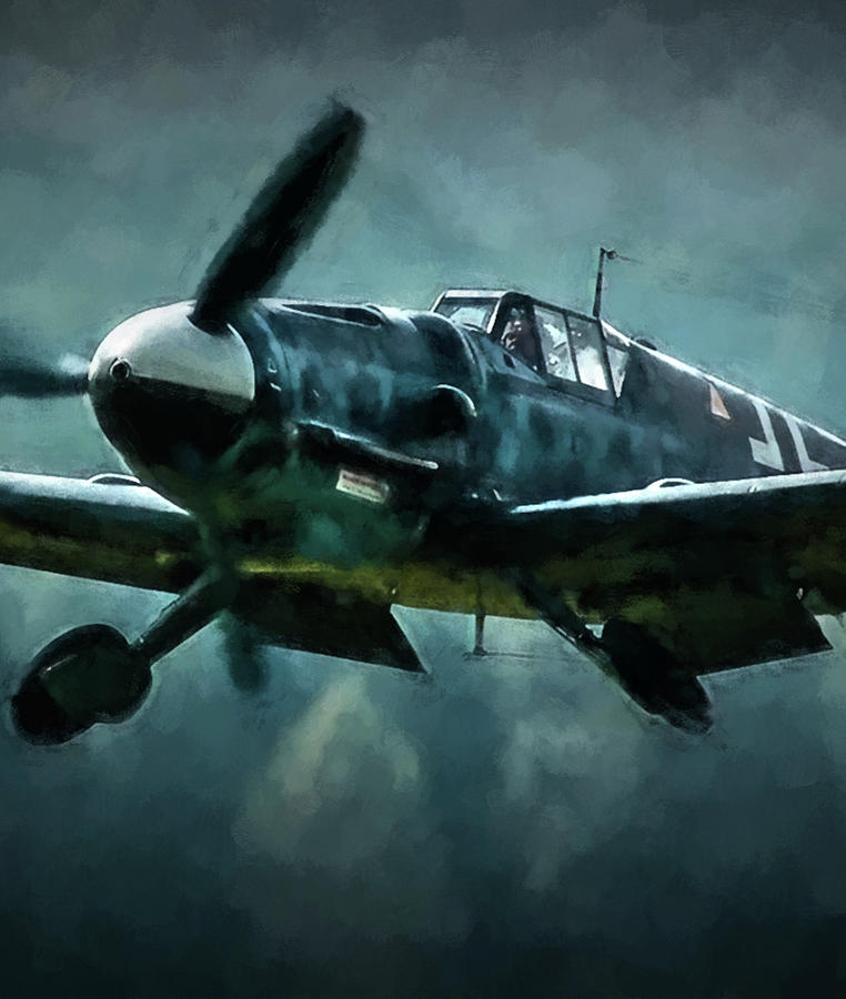 Fighter Digital Art - Bf-109 Intercept in Oil triptych No 2 by Tommy Anderson