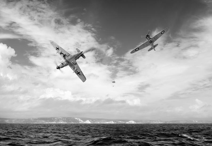 Bf109 down in the Channel BW version Photograph by Gary Eason