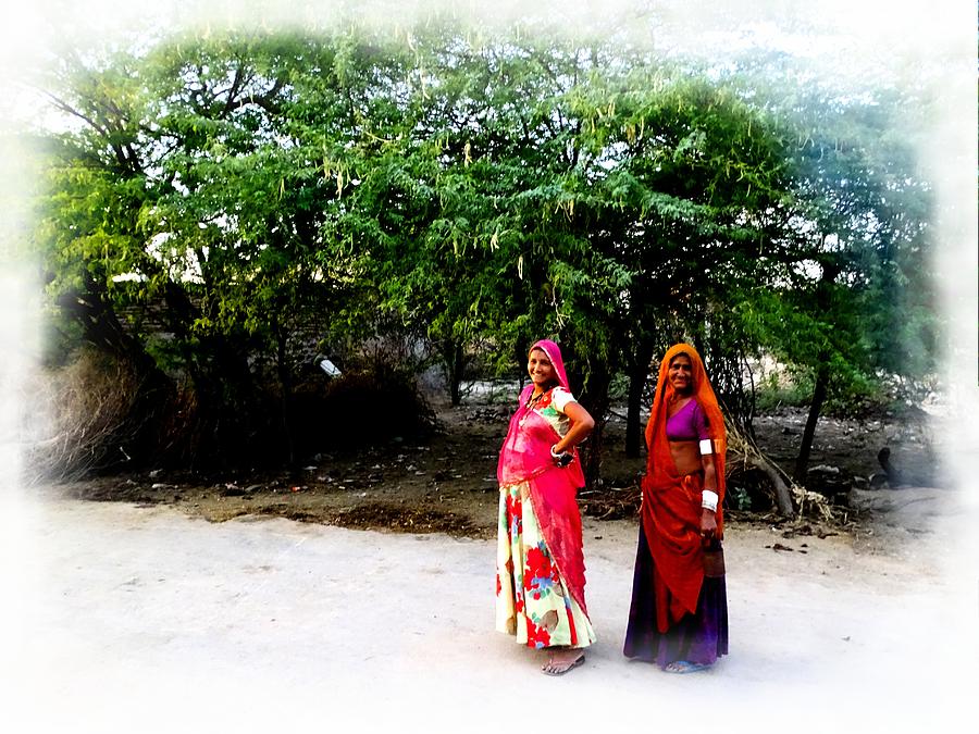 BFF Best Friends Pregnant Women Portrait Village Indian Rajasthani 1 Photograph by Sue Jacobi