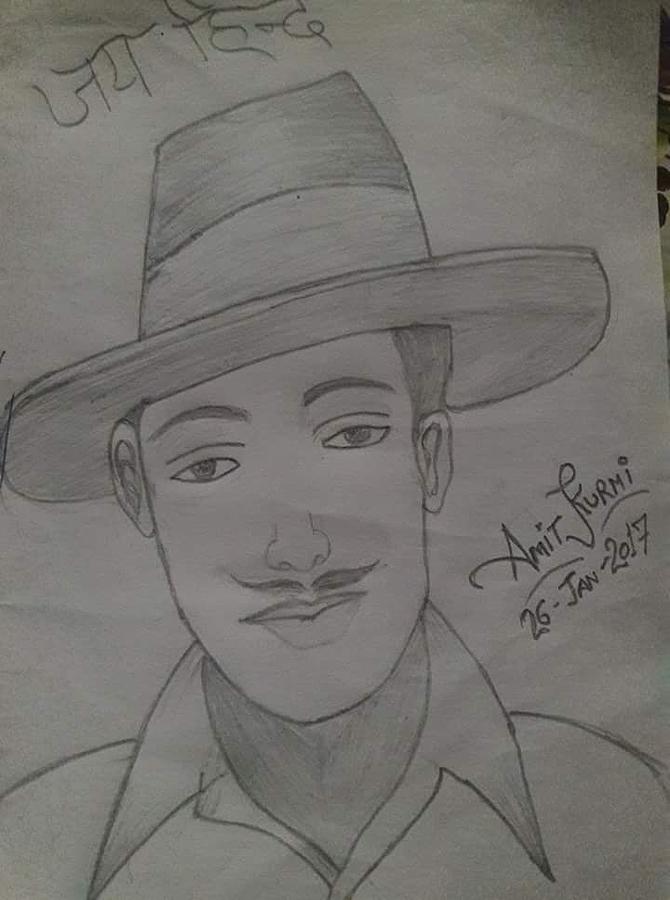 Drawing Bhagat Singh | Republic day Special - YouTube