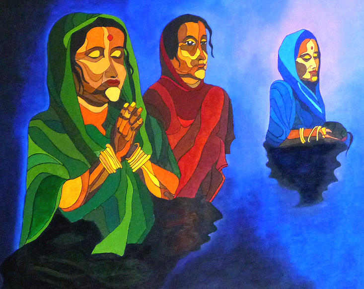 Woman Painting - Bhakti-faith by Sarojit Mazumdar