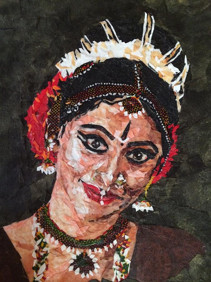 Fabric Painting - Bharatanatyam Dancer 2 by Mihira Karra