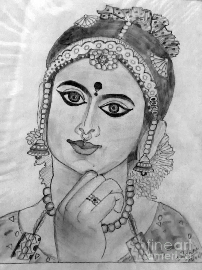 How to draw and paint a beautiful Bharatanatyam dancer face - YouTube