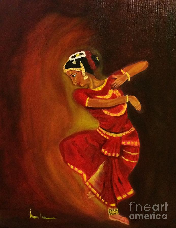 Bharatnatyam dancer Painting by Brindha Naveen