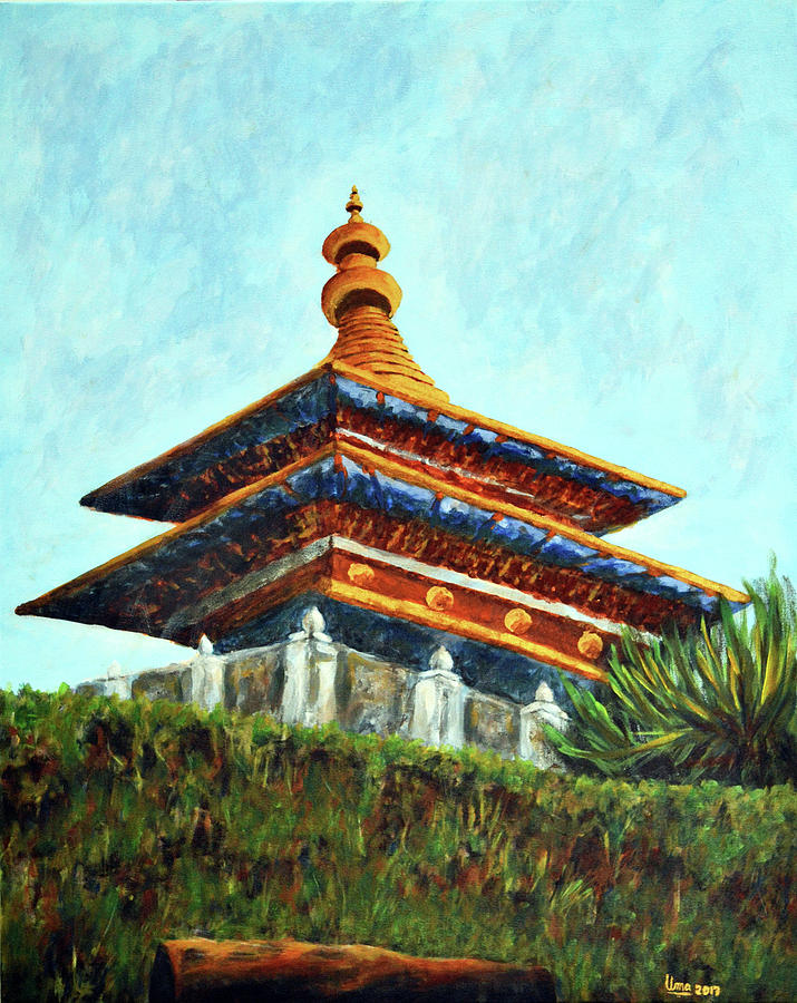 Bhutan series - Architecture Painting by Uma Krishnamoorthy