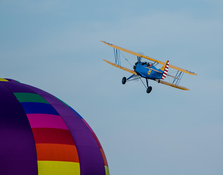 Bi-Plane Flying Over Balloon Photograph by Leah Palmer