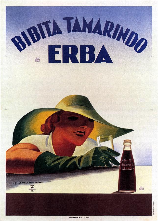 Juice Mixed Media - Bibita Tamarindo - Erba - Vintage Drink Advertising Poster by Studio Grafiikka