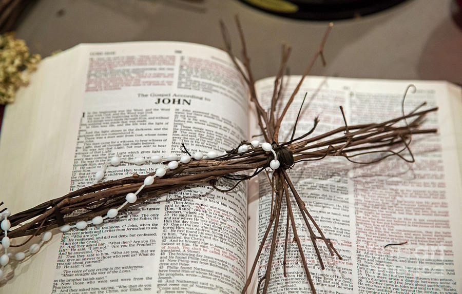 Bible and Cross Photograph by Jim West