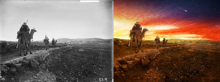 Bible - Wise men - The Magi arrive 1920 - Side by Side Photograph by Mike Savad