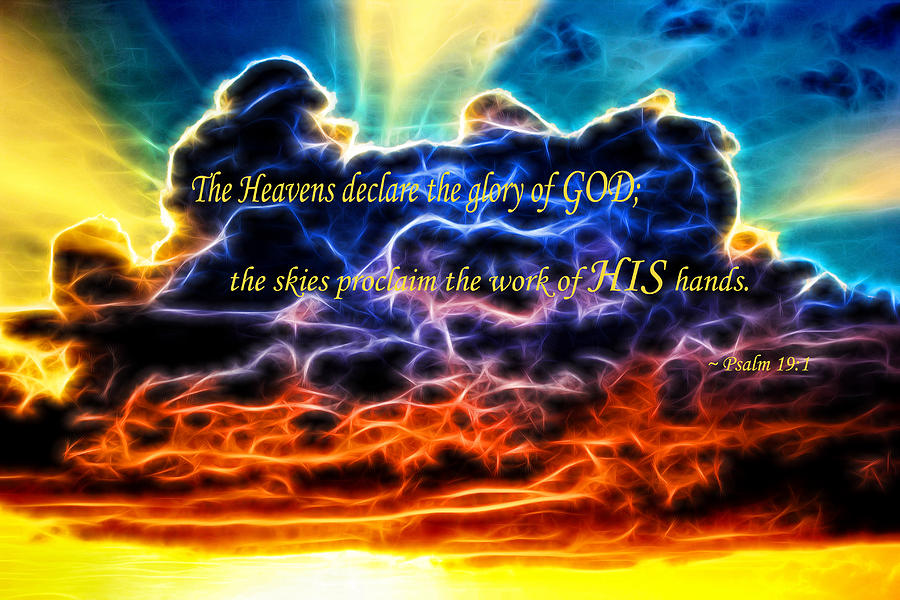 Biblical Electrified Cumulus Clouds Skyscape - Psalm 19 1 Photograph