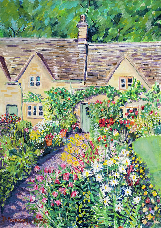 Bibury Cottage Garden Painting by Seeables Visual Arts