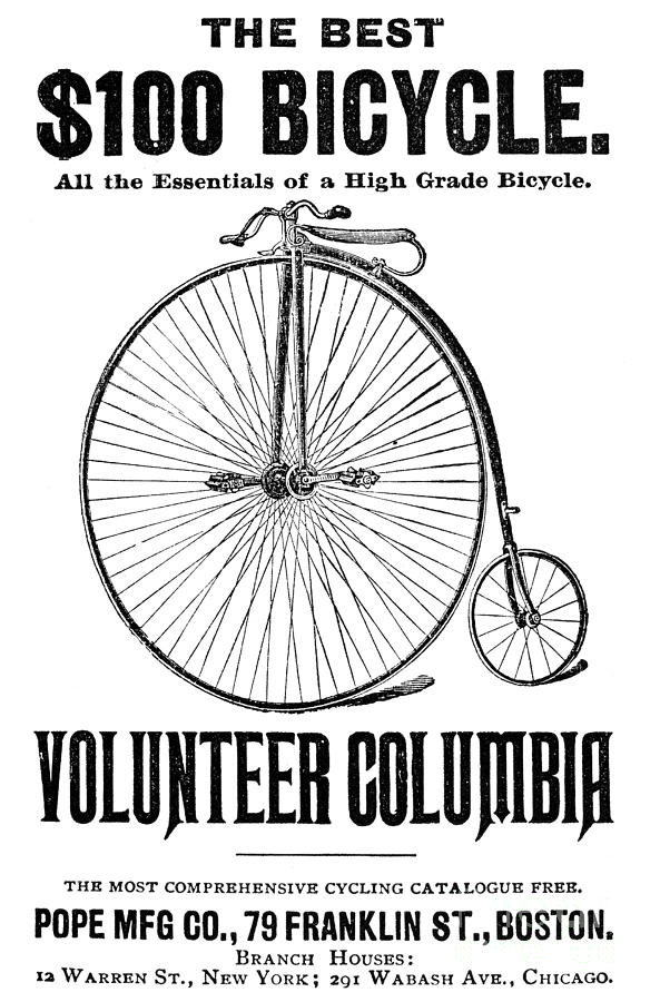 Bicycle Advertisement, 1888 Photograph by Granger