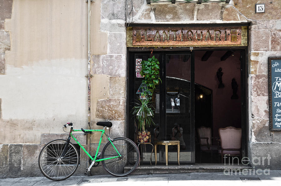 Bicycle And Reflections At Lantiquari Bar Barcelona Photograph by RicardMN Photography