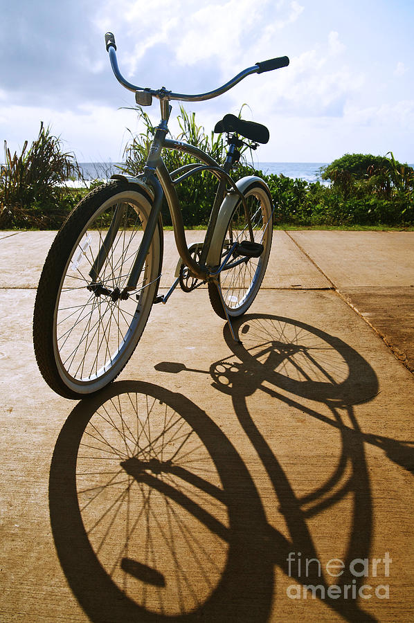 Beach Photograph - Bicycle and shadow by Kicka Witte - Printscapes
