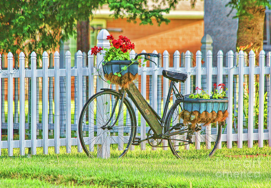 Bicycle and White Fence 2311 Photograph by Jack Schultz
