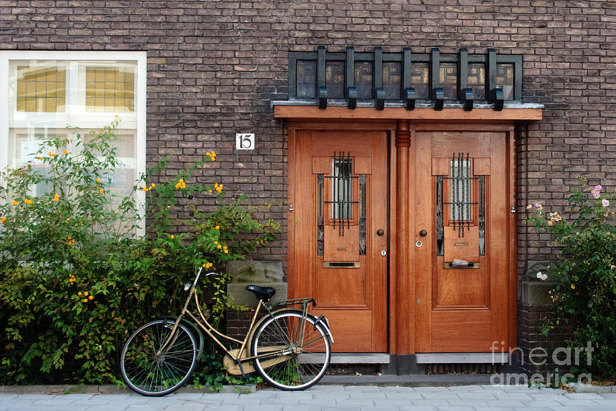 Bicycle and Wooden Door Photograph by Thomas Marchessault