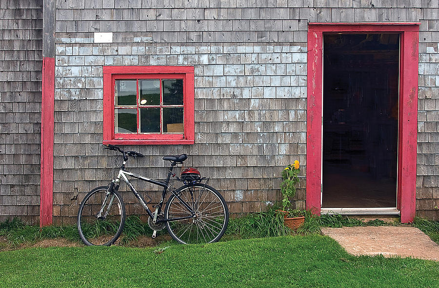 Bicycle at barn Photograph by Steve Somerville