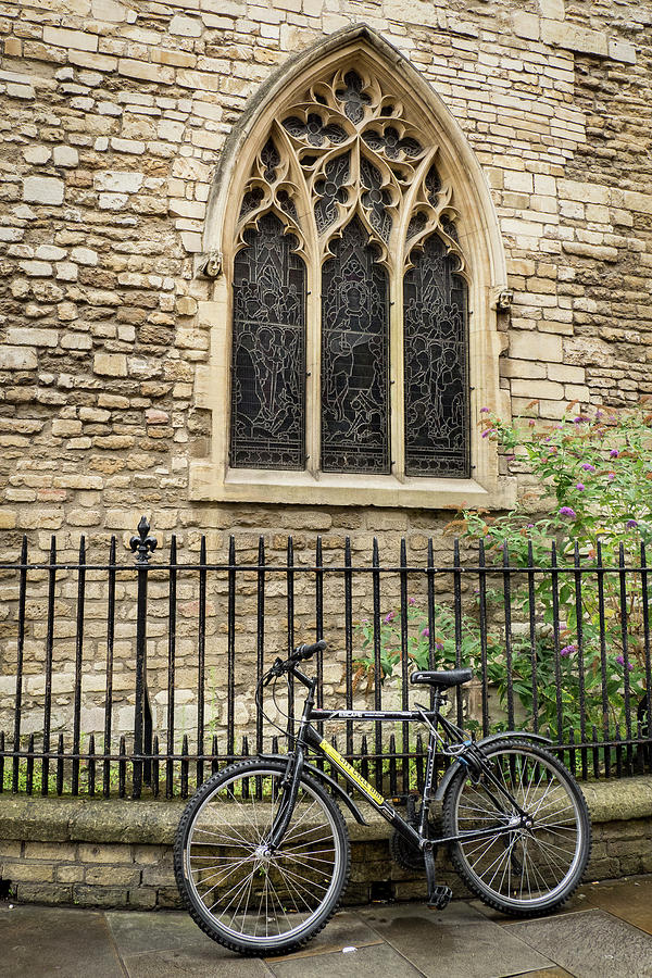 Bicycle at Church Photograph by Jean Noren