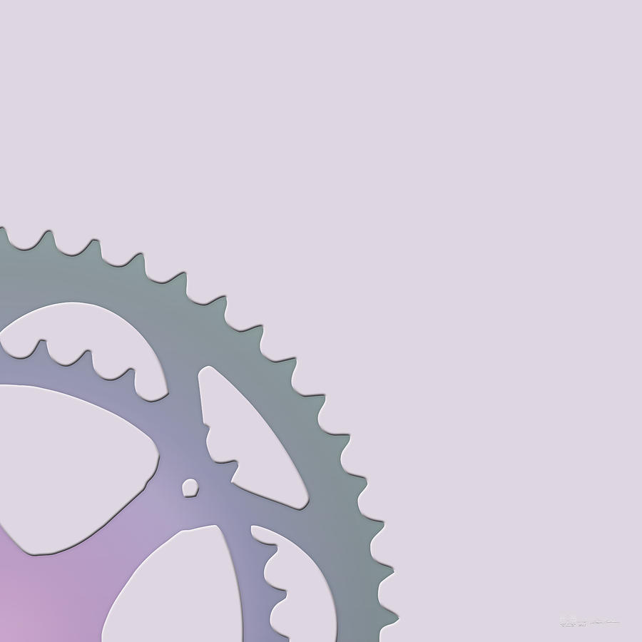 Bicycle Chain Ring on Lavender Water - 2 of 4 Digital Art by Serge Averbukh