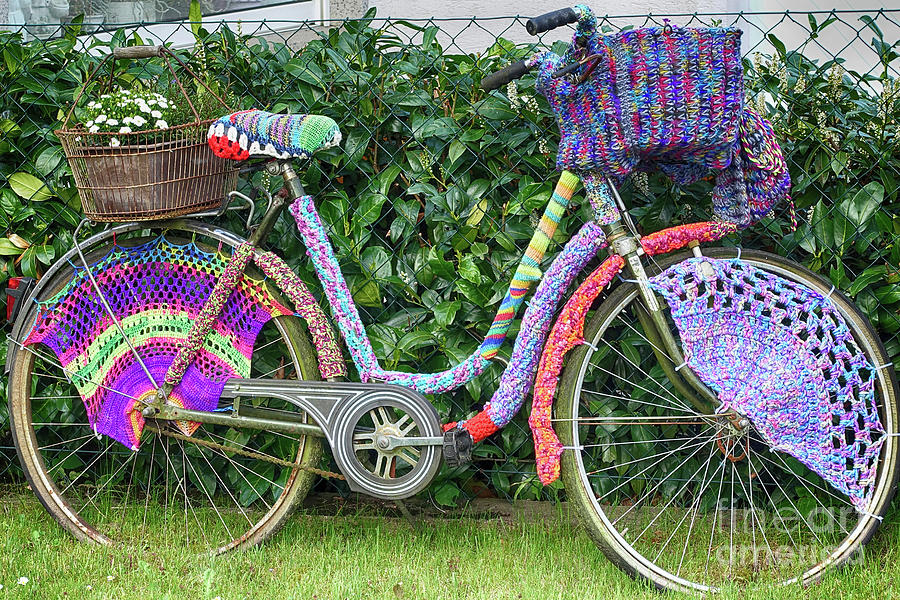 Bicycle In Knitted Sweater Photograph