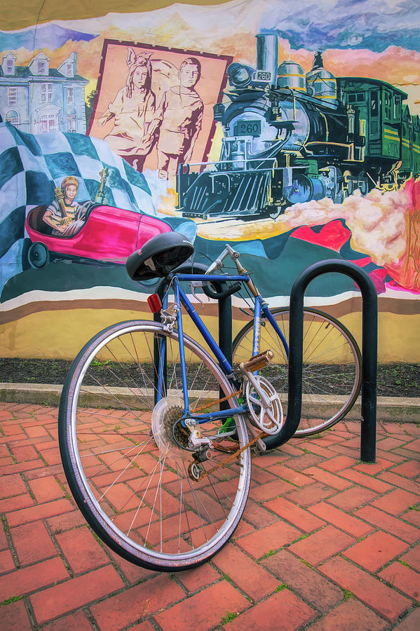 Bicycle In Rack Enjoying The Mural Photograph by Gary Slawsky