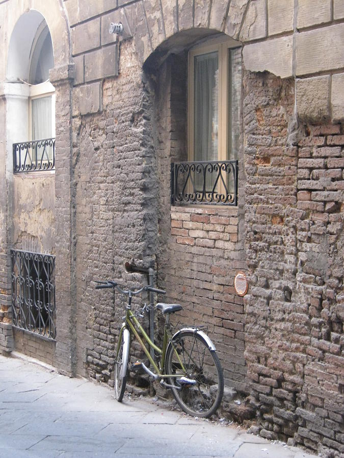 Brick Photograph - Bicycle in Siena by John Schuller