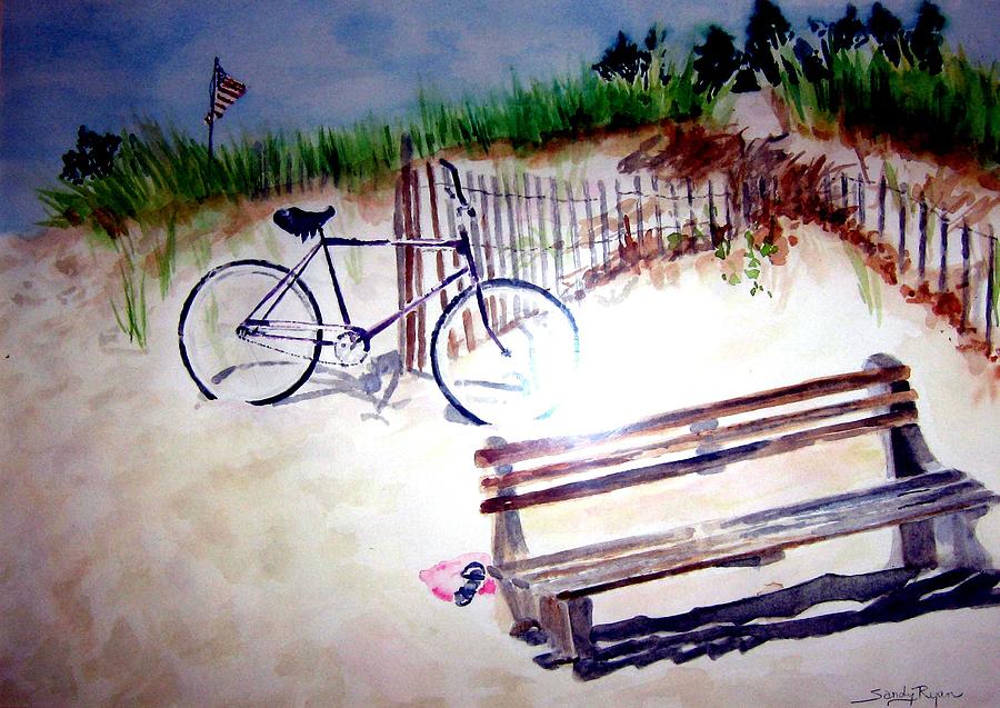 Bicycle Painting - Bicycle on the Beach by Sandy Ryan