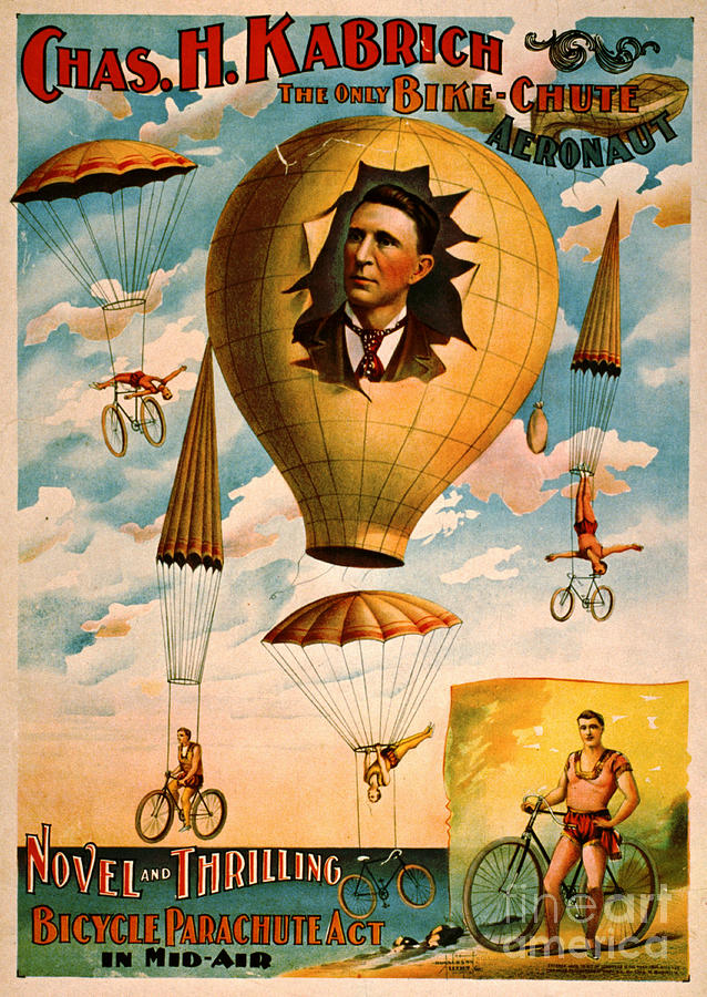 Bicycle Parachute Act 1896 Photograph by Padre Art
