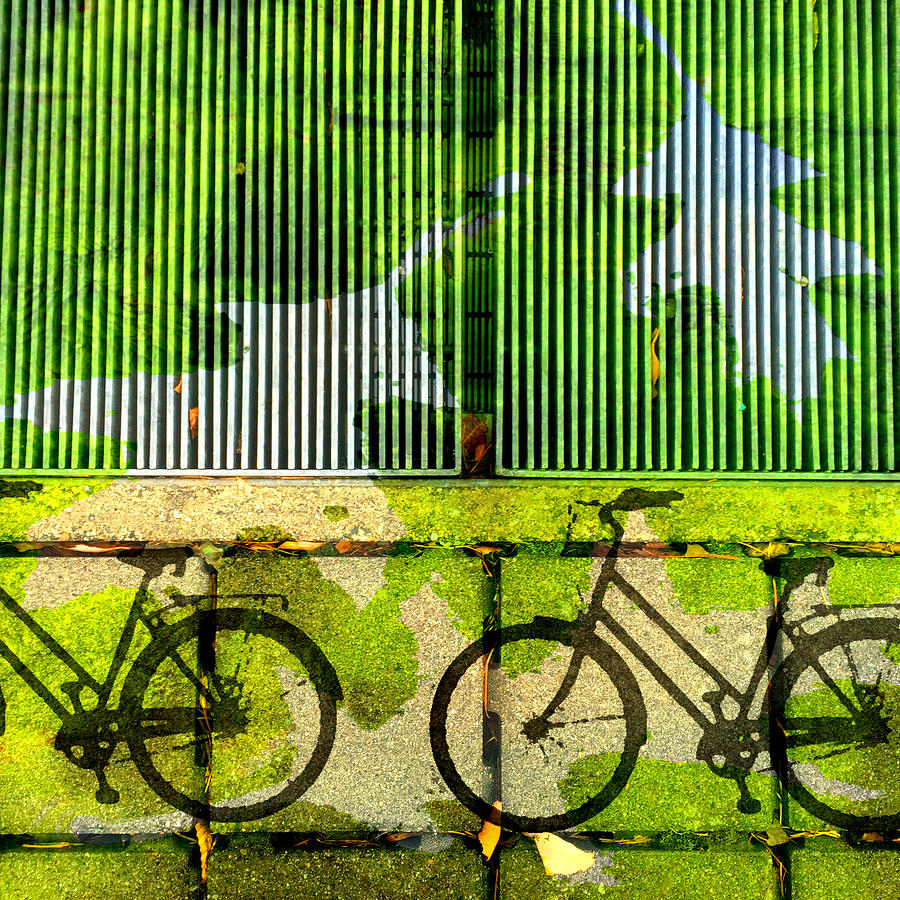 Bicycle Parking Mixed Media by Nancy Merkle