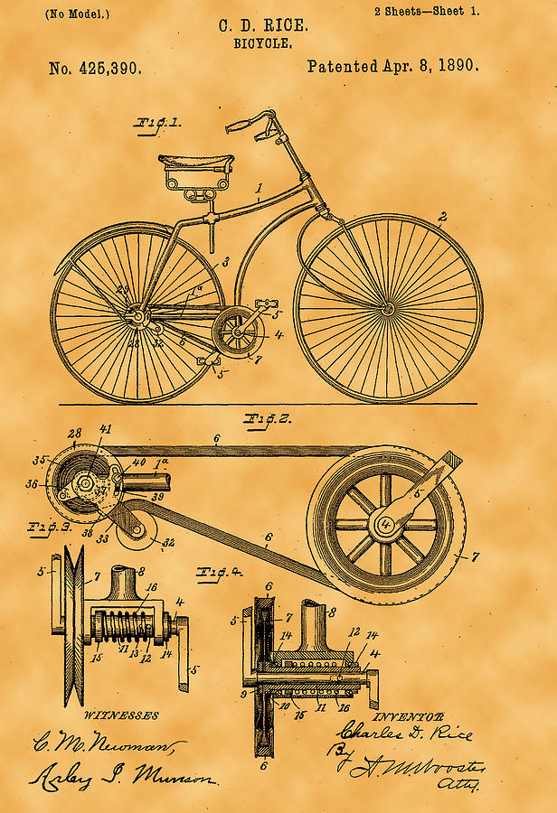 Bicycle Patent Photograph by Michael Porchik