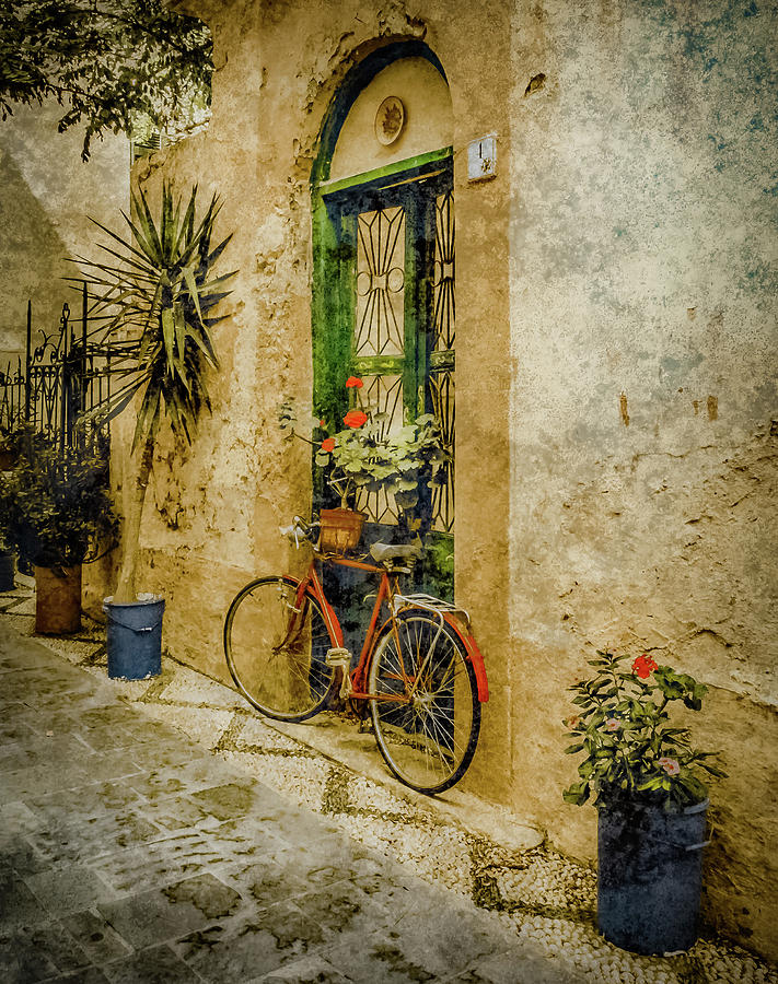 Rhodes, Greece - Bicycle Planter Photograph by Mark Forte