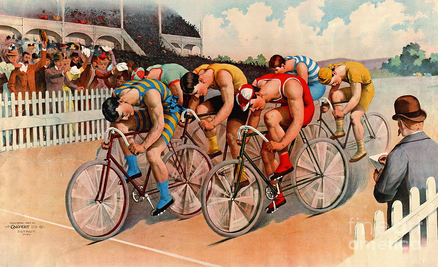 Sports Photograph - Bicycle Race 1895 by Padre Art