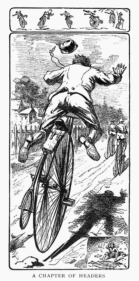 Bicycle Race Accident, 1880 Photograph by Granger