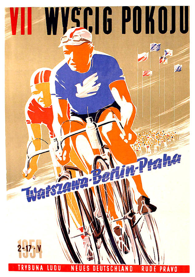 Bicycle race, Warsaw, Berlin, Prague, travel poster Painting by Long Shot