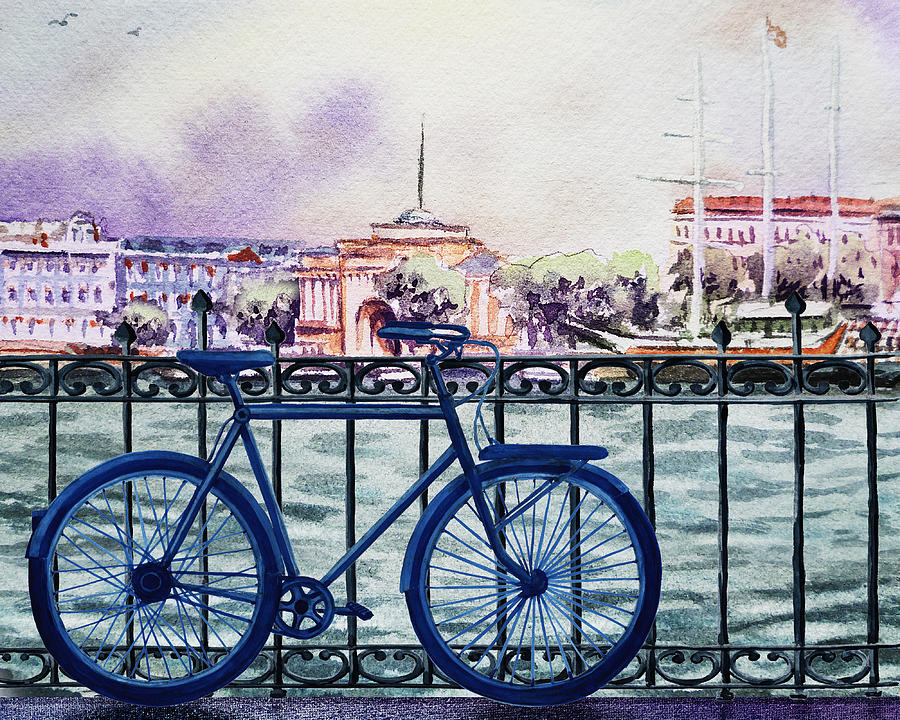 Bicycle Ride To The City Painting by Irina Sztukowski
