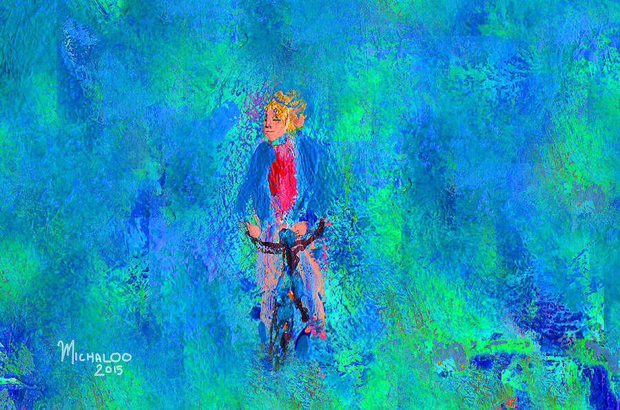 Bicycle Rider Painting by Michael A Klein