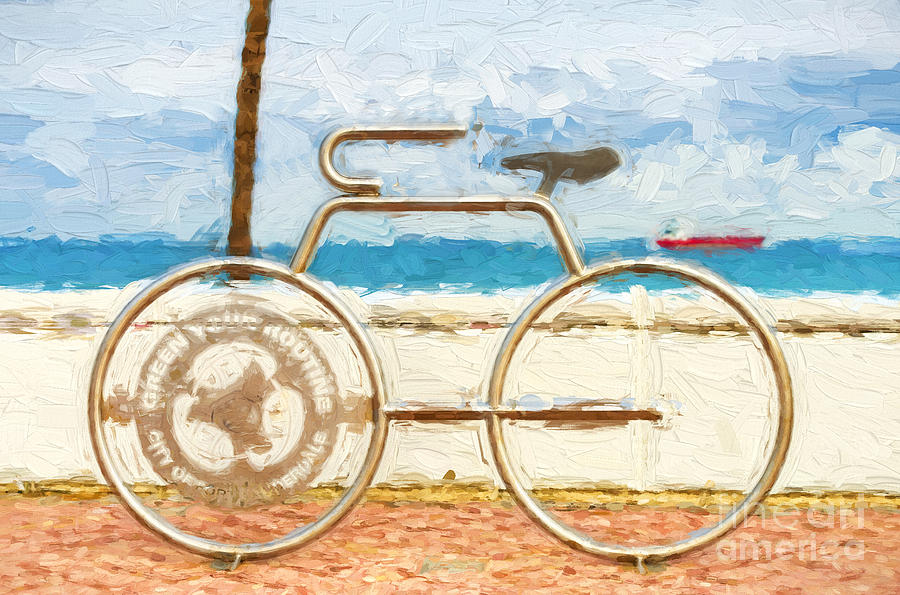 Seaside Bicycle Stand Photograph by Les Palenik