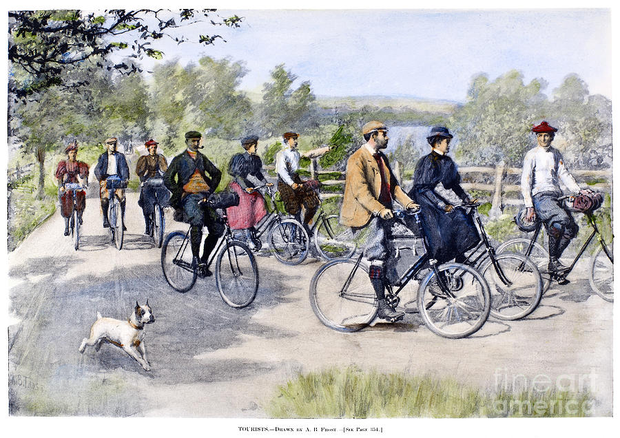 Bicycle Tourists, 1896 Photograph by Granger